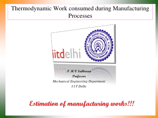 Thermodynamic Work consumed during Manufacturing Processes