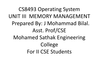 UNIT III:  Memory Management