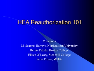 HEA Reauthorization 101