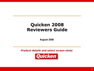 Quicken 2008 Reviewers Guide