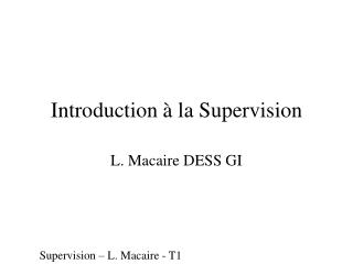 Introduction à la Supervision