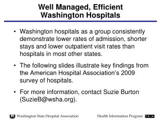Well Managed, Efficient Washington Hospitals