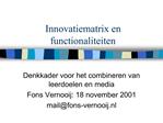 Innovatiematrix en functionaliteiten