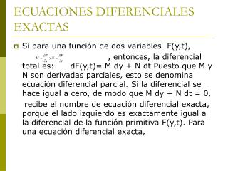 ECUACIONES DIFERENCIALES EXACTAS