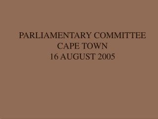 PARLIAMENTARY COMMITTEE CAPE TOWN 16 AUGUST 2005