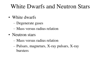 White Dwarfs and Neutron Stars