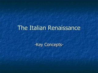 The Italian Renaissance