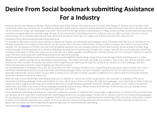 Desire From Social bookmark submitting Assistance