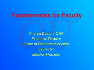 Fundamentals for Faculty