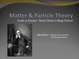 Matter &amp; Particle Theory