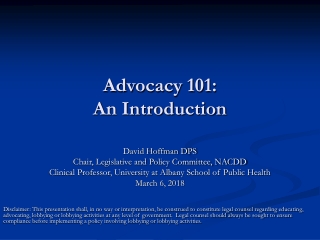 Advocacy 101:   An Introduction