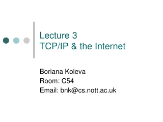 Lecture 3  TCP/IP &amp; the Internet