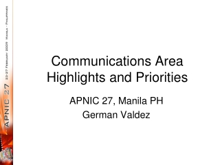 Communications Area  Highlights and Priorities