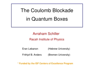 The Coulomb Blockade in Quantum Boxes