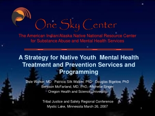 A Strategy for Native Youth  Mental Health Treatment and Prevention Services and Programming