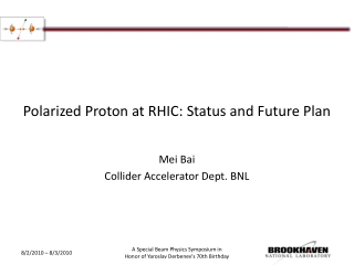Polarized Proton at RHIC: Status and Future Plan