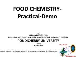 FOOD CHEMISTRY-Practical-Demo