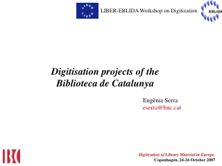 Digitisation projects of the Biblioteca de Catalunya