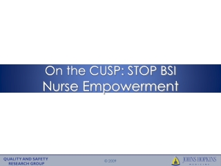 On the CUSP: STOP BSI Nurse Empowerment