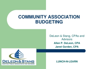 COMMUNITY ASSOCIATION BUDGETING