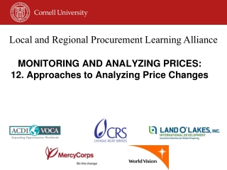 MONITORING AND ANALYZING PRICES:  12. Approaches to Analyzing Price Changes