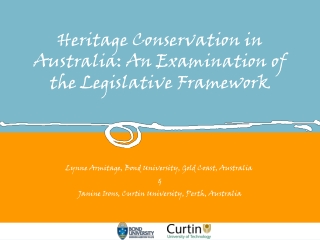 Heritage Conservation in Australia: An Examination of  the Legislative Framework