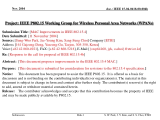 Project: IEEE P802.15 Working Group for Wireless Personal Area Networks (WPANs)