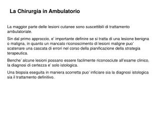 La Chirurgia in Ambulatorio