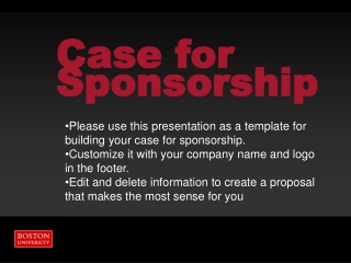 Case for  Sponsorship