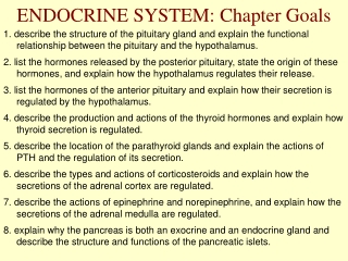 ENDOCRINE SYSTEM: Chapter Goals