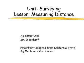 Unit: Surveying Lesson: Measuring Distance