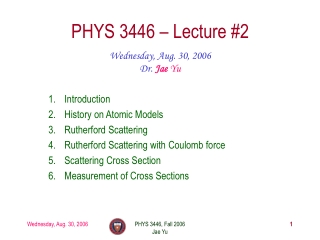 PHYS 3446 – Lecture #2