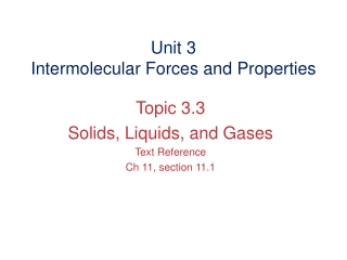 Unit 3 Intermolecular Forces and Properties