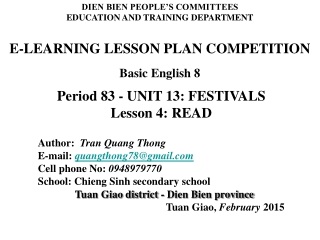 E-LEARNING LESSON PLAN COMPETITION