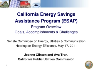 California Energy Savings  Assistance Program (ESAP) Program Overview