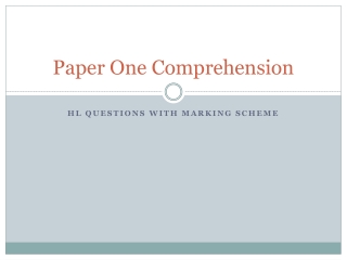 Paper One Comprehension