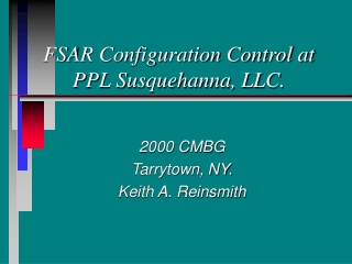 FSAR Configuration Control at PPL Susquehanna, LLC.