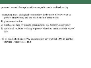 protected areas-habitat primarily managed to maintain biodiversity