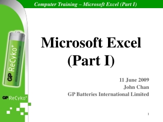 Microsoft Excel (Part I)