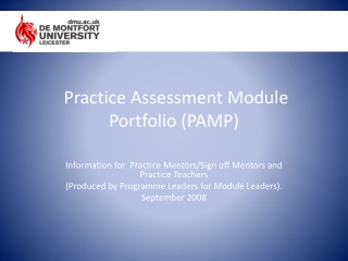 Practice Assessment  Module Portfolio  ( PAMP)