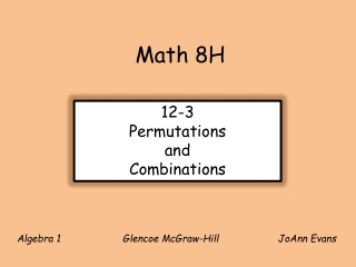 Algebra 1                     Glencoe McGraw-Hill	                JoAnn Evans