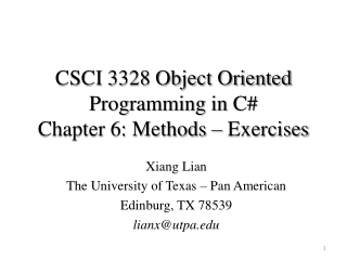 CSCI  3328 Object Oriented Programming in C#  Chapter 6: Methods – Exercises