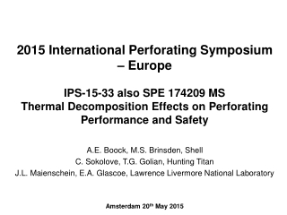 2015 International Perforating Symposium – Europe