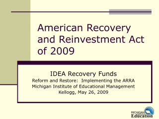 American Recovery and Reinvestment Act of 2009