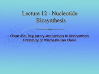 Lecture 12 - Nucleotide Biosynthesis