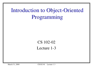 Introduction to Object-Oriented Programming