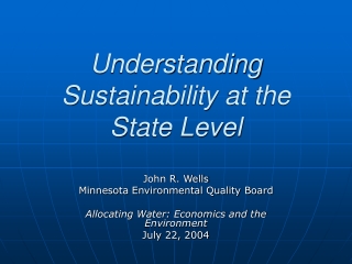 Understanding Sustainability at the State Level