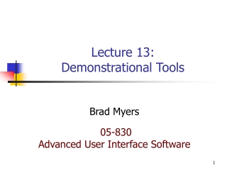 Lecture 13: Demonstrational Tools