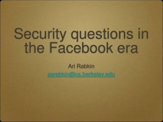 Security questions in the Facebook era