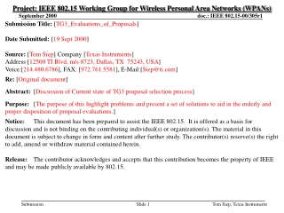 Project: IEEE 802.15 Working Group for Wireless Personal Area Networks (WPANs)